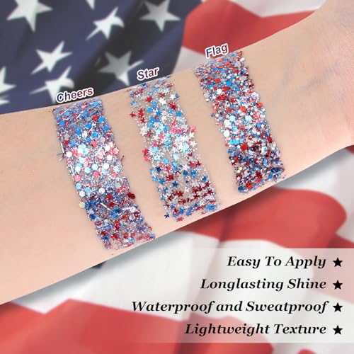 DAGEDA Red White Blue Glitter Stick for 4th of July Festivities