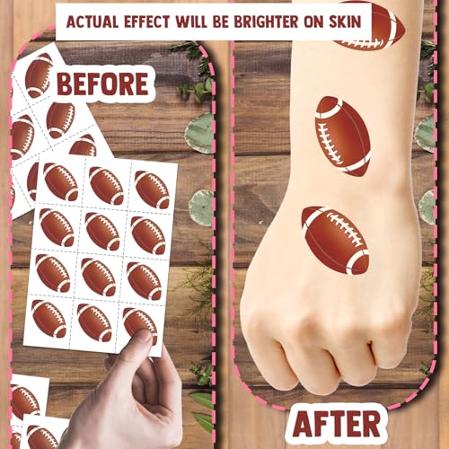 Football Temporary Tattoos - 192Pc Pre-Cut Stickers, 16 Sheets