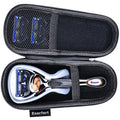 Hard EVA Razor Travel Case Compatible with Gillette Men's Razor - Mesh Pocket for 2 Razor Blades + Lightweight Carrying Handle + Durable Zipper (Only Case) (Black)