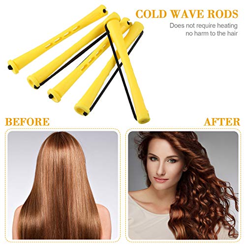 Chuangdi 24 Pcs Hair Perm Rods with Steel Rat Tail Comb