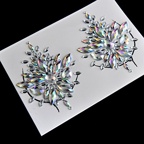 Breast Jewels Rhinestone Tattoo Stickers - 3 Sets Self-Adhesive Body Gems