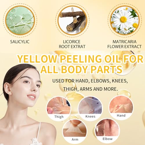 Yellow Peeling Oil for Dark Skin, Extra Strong Peeling Oil, Natural Formula Exfoliating Peels Solution for Face, Body, Hands and Foot Dead Skin Remover (110ml)