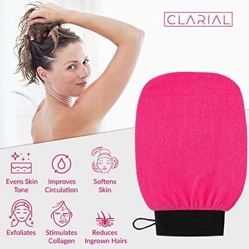 Clarial Exfoliating Gloves for Body & Face - Microfiber Scrub Mitts
