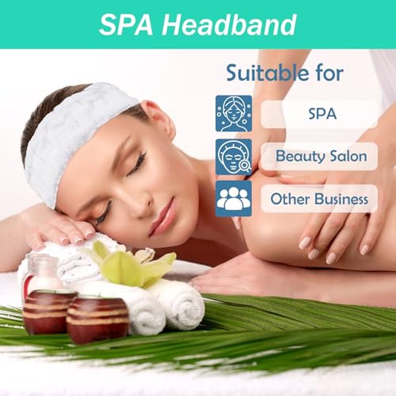 Microfiber Spa Headband 3-Pack for Face Washing & Makeup - Soft Terry Cloth in Black, Gray, White