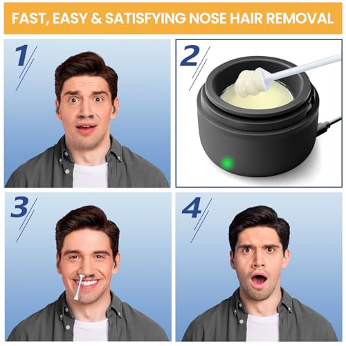 Nose Hair Wax Kit for Men, Nose Wax Removal with 100 g Wax, 40 Applicators, 15-20 Times, Ear Nasal Hair Waxing For Men and Women, Usb Rapid Heating, Constant Temperature, Painless, Black
