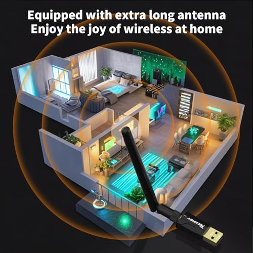 Techkey USB Bluetooth 5.4 Adapter - 500ft Long Range Dongle
