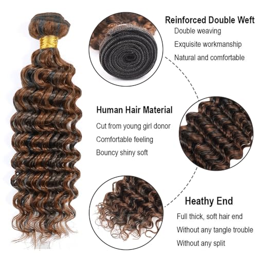 P1B30 Deep Wave Human Hair Bundles 30/32/34 Inch