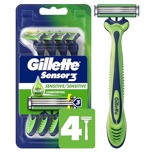 Gillette Sensor3 Sensitive Men's Disposable Razor, 4-Pack