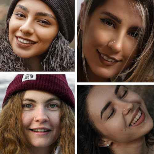 Nose Piercing Gun Kit - 6Pcs Self Nose Piercing Kit Unit Disposable Nose Piercing Gun Including 2Pcs Nose Piercing Gun with 2Pcs Built-in Nose Studs and 2Pcs Clean Tools for Nose Cartilage Tragus Helix Piercing Kit(Gold)