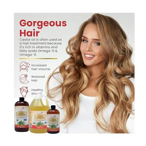 Verdana Organic Castor Oil, Cold Pressed & Hexane Free ? For Hair & Scalp Care, Eyelashes, Eyebrows & Skin Care ? USDA Certified, Pure & Natural ? 32 fl oz
