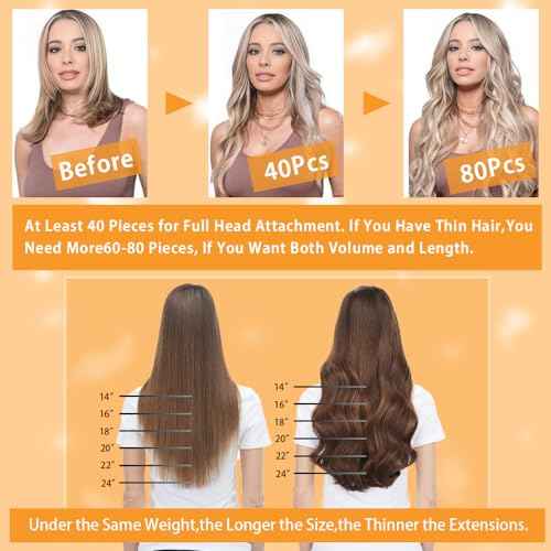 YDDM Tape in Hair Extensions Human Hair, Balayage Dark Brown to Chestnut Brown 20pcs 18 Inch 100% Remy Human Hair for Women Straight Seamless Invisible Tape in Hair Extensions(2/2/6#, 18 inch)