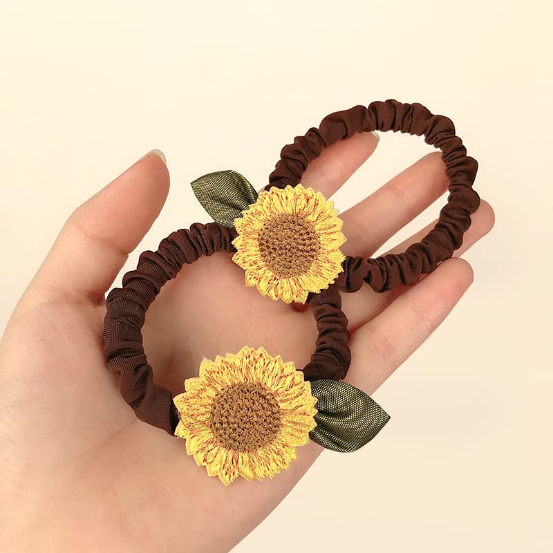 Sunflower Big Bow Clips Jumbo Girls Hair Bow Pin BBG56 (Sunflower Hair Scrunchies-2 Pcs)