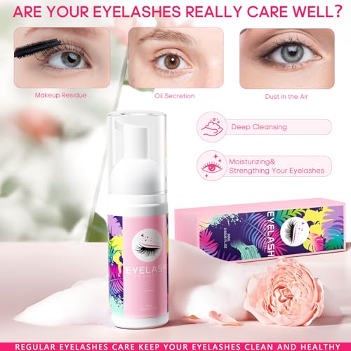 Lash Extension Cleaning Kit with 60ML Shampoo & Fan Dryer