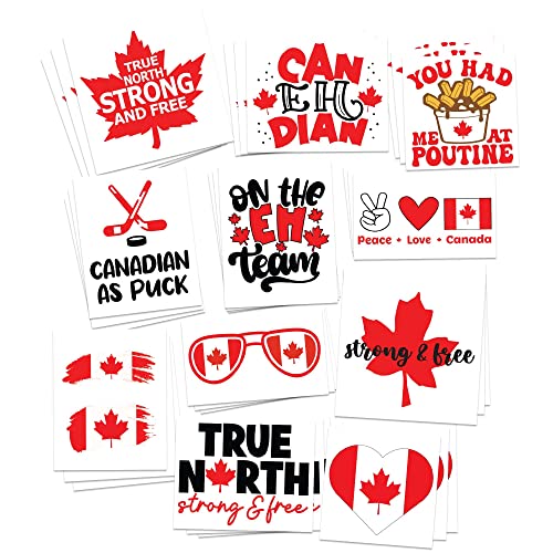Canadian Flag Temporary Tattoos - 33 Pack Canada Day