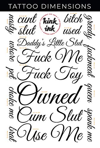 17 Cursive Temporary Tattoo Lettering in Black A4 Sheet