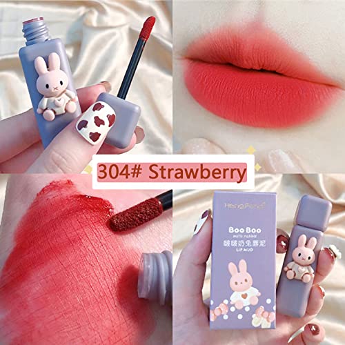 Bunny Lip Gloss Set, 4-Color Matte Velvet Mousse Lipstick