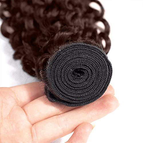 WuvuSnm Brown #4 Curly Human Hair Bundles 20-24 inch Wet & Wavy, 150g, Variation: Brown-#4JC