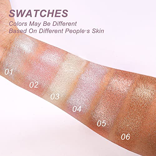 YOUNG VISION Pressed Powder Highlighter, Baked Natural Glow Contour Powder & Face Highlighter, Cruelty Free, Shimmer Highlighting Makeup for Face, Eye, Eyeshadow, Body, Skin, Xmas Gift (White)