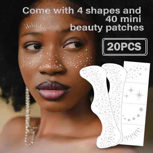 20 Pcs Silver Glitter Freckles,20 Pcs Face Gems with 4 Shapes - Sparkling Self-Adhesive Face Jewels for Festival, Rave & Party Makeup - Waterproof Face Glitter Patches for Women & Teens