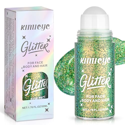 Roll-on Face Body Glitter Stick for St Patricks Day Carnival Party Rave Accessories, Holographic Glitter Gel Shimmer Makeup for March 17th Saint Patrick's Day, #5 Green Gold