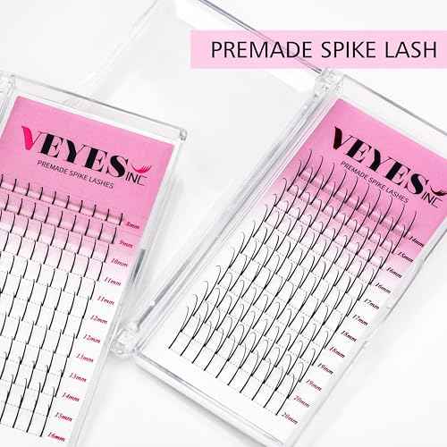 VEYES INC Spikes Lash Extensions, Premium Eyelashes Tray, Professional Supplies for Lash Techs 0.07CC Curl 8-16mm Mixed Length Matte Black