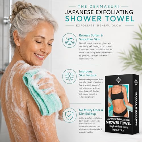 Dermasuri Exfoliating Washcloth - Japanese Body Scrubber
