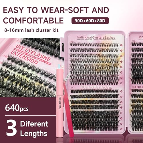Lash Clusters Kit 640Pcs 8-16MM DD-Curly Eyelash Extensions