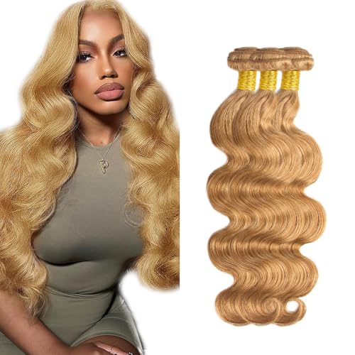 #27 Honey Blonde Body Wave Hair Bundles 30-34 Inch