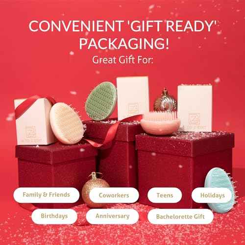 Travel Hairbrush - Mini Hair Detangler for Women Teens Kids - Sensory Scalp Massager - Small Portable Comb - Thick, Curly, Straight, Wet, Dry - Compact Detangler - Purse Essentials