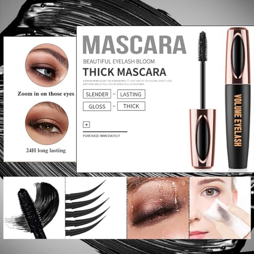 4D Silk Fiber Lash Mascara Waterproof Smudge-Proof (4 Pack)
