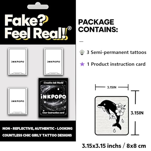 Semi-Permanent Tattoos for Adults, 7-15 Days Waterproof