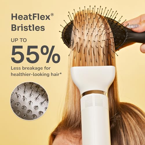 Wet Brush Easy Blowout Detangling Hair Brush, Black, Edgeless HeatFlex Bristles for Blow Dry, Ergonomic Soft-Touch Handle, Maximum Volume, Ceramic Coating Pad Smooths & Straightens