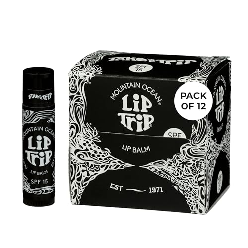 Mountain Ocean The Original Skin Trip SPF 15 Lip Balm, .17 Oz Tube (Pack of 12), Maximum Protection, Hydrating Lip Moisturizer, with Lanolin, Beeswax & Coconut Oil (New Look, Same Formula)