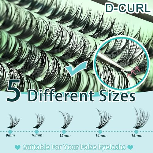 Wispy Lash Clusters Kit 640pcs Eyelash Cluster Extensions 30D+40D Curl Individual False Eyelashes Natural Fluffy Mink Lash Clusters Extension Kit (9-16mm with Lash Bond&Seal,Brush,Tweezers)