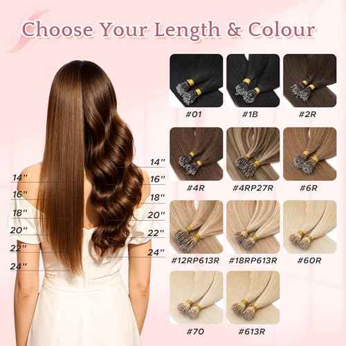 SEGO Nano Tip Hair Extensions Human Hair, Nano Beads Balayage Seamless Highlight Pre-bonded Extensions for Women, 0.7g/strand, 50 strands 35g/pack -24 Inch#60R Platinum Blonde