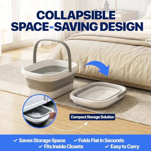 Collapsible Foot Bath with Massage Rollers - Portable Soaking Tub