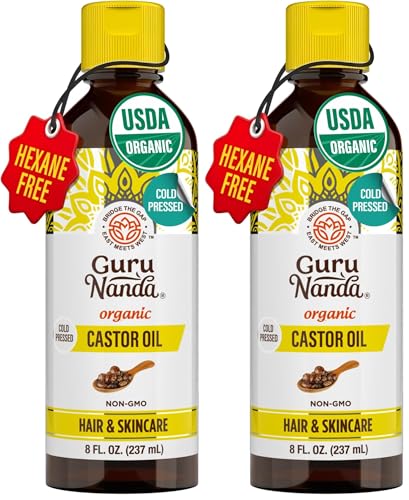 Organic Castor Oil by GuruNanda - 100% Pure & Cold Pressed (8 Fl oz)