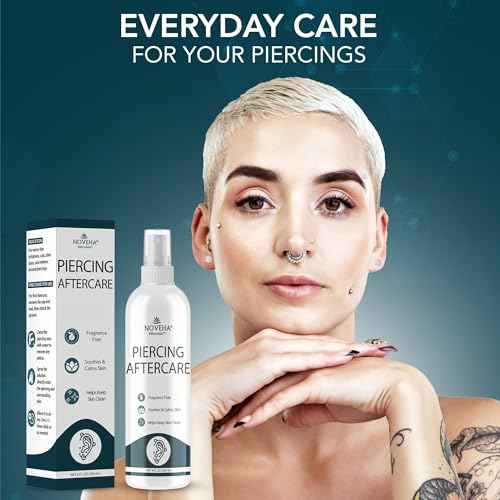 NOVEHA Piercing Aftercare Spray - Fast Cleaner Solution for Ear, Nose, and Belly Piercings - Keloid and Bump Cleaning with Hypochlorous Acid - 8 oz Bottle