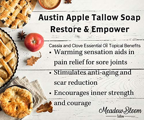 HUNTER CATTLE CO. EST'D 2004 HC Meadow Bloom Tallow Bar Soap - Apple Single Pack - Made with All Natural 100% Grass Fed Tallow Handmade Soap Bar - Great for Face or Body Soap