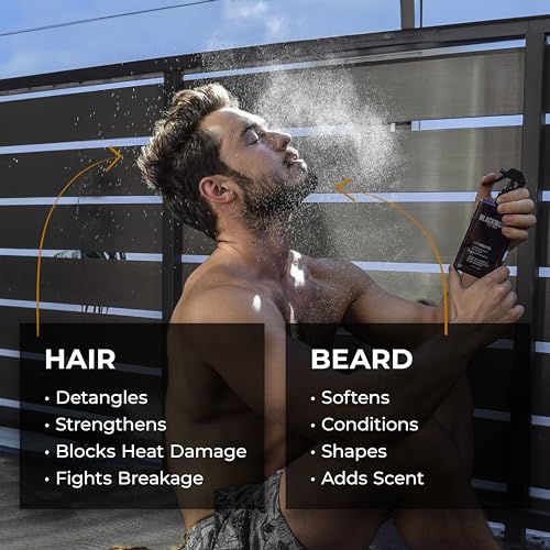 Blackwood For Men Hair & Beard Hydrator Spray - Natural Leave-In Conditioner - Moisturizes, Texturizes, Shapes & Detangles - Ideal for Beard Growth & Care - Vegan Men's Grooming Essential (4 oz)