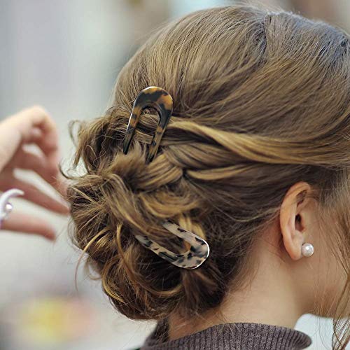 French Hair Pins U-Shaped Tortoise Shell Chignon Pin 2 Pack