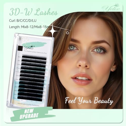 YELIX 3D Clover Lash Extensions 8-15mm Mixed D Curl