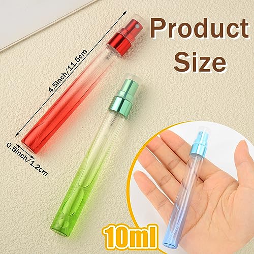 Zhehao 72 Pieces Mini Perfume Spray Bottles 10 ml Colorful Glass Fine Mist Refillable Spray Empty Bottles Perfume Atomizer Small Sample Containers for Travel Essential Oils Cleaning
