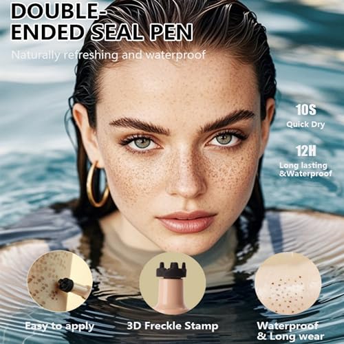 MAEPEOR Freckle Stamps 5 Colors Natural Faux Freckles Makeup Waterproof Longlasting Face Freckles Air Cushion Create Natural Sunkissed Skin for All Skin (D01)
