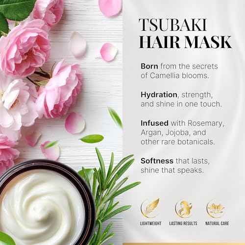 Premium Tsubaki Hair Mask ? Luxurious Japanese Camellia, Argan & Rosemary Oil Blend ? Deep Repair & Silken Shine for Dry, Damaged, or Color-Treated Hair 4oz