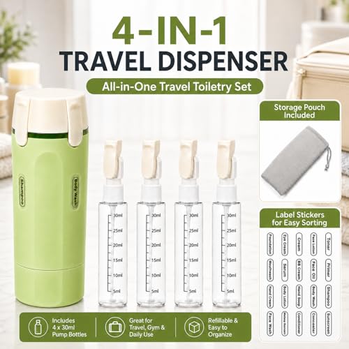 4-in-1 Travel Bottle Set with Storage Bag, 30ml Leak-Proof Refillable Containers