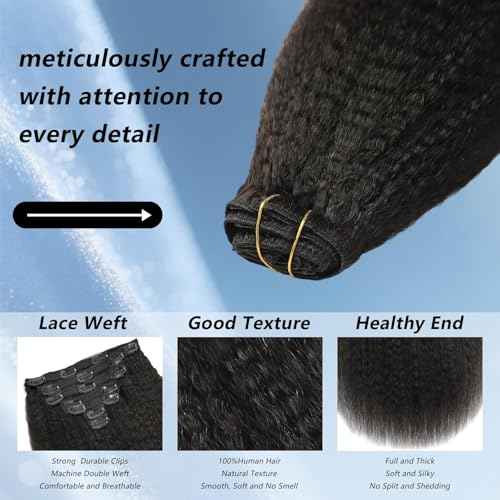 12A Clip In Hair Extensions Real Human Hair 16 Inch 100g 7pcs Yaki Straight Clip ins Human Hair Extensions for women 100% Unprocessed Brazilian Virgin Hair clip ins Natural Black Hair