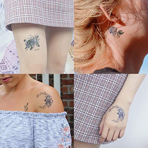 9 Sheets Temporary Tattoo Blue Purple Sea Turtle Goldfish Dolphin Whale Shell Octopus Starfish Suit for Arm Neck