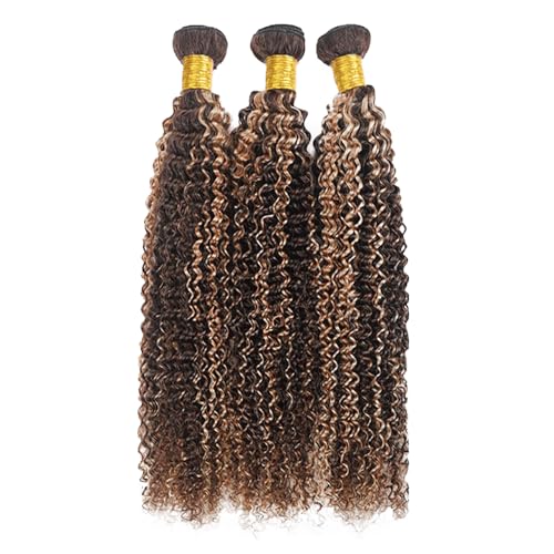 Fridnae Ombre Brown Curly Wave Human Hair Bundles - 12-16 Inch