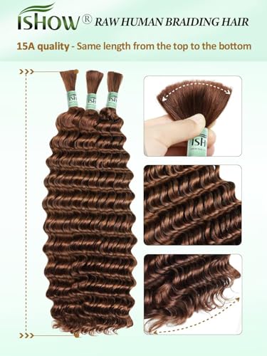 ISHOW 100% Virgin Human Braiding Hair 22 Inch Auburn Brown